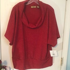 Valerie Stephens Sparkle Red Cowl Neck Sweater NWT